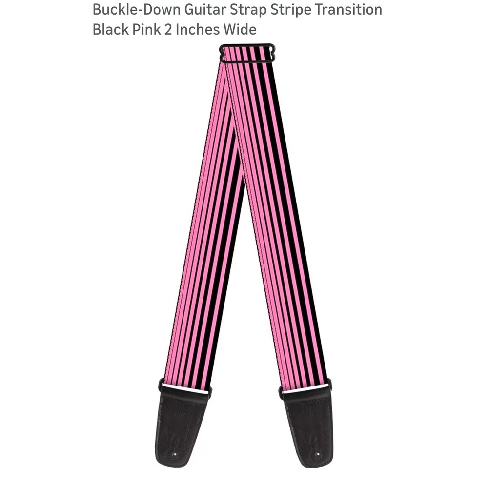 Buckle-Down Guitar Strap Stripe Transition Black Pink 2 Inches Wide